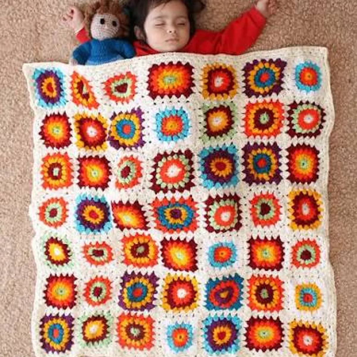 Rainbow granny baby throw